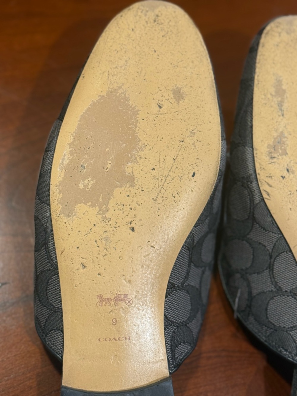 Coach Black Signature Jacquard Bow Backless Loafers 9B - Picture 6 of 11